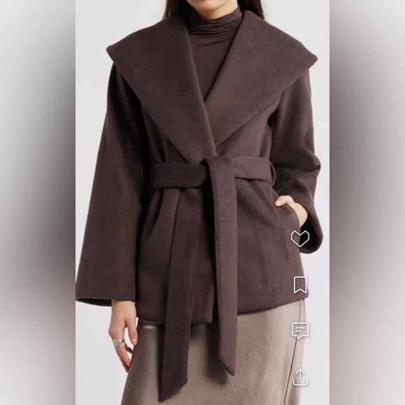 NWOT  Rachel Zoe Brown Hooded Wrap Coat - Picture 12 of 16